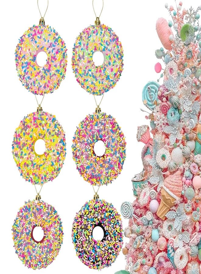 KIMI HOUSE 6Pcs 3.4inch Christmas Dessert Donut Candy Land Ornaments Decoraion,Hanging Candy Cane Crafts for Xmas Tree Décor,Ideal for Xmas, New Year, Birthdays, Weddings & Home Parties - Image 1